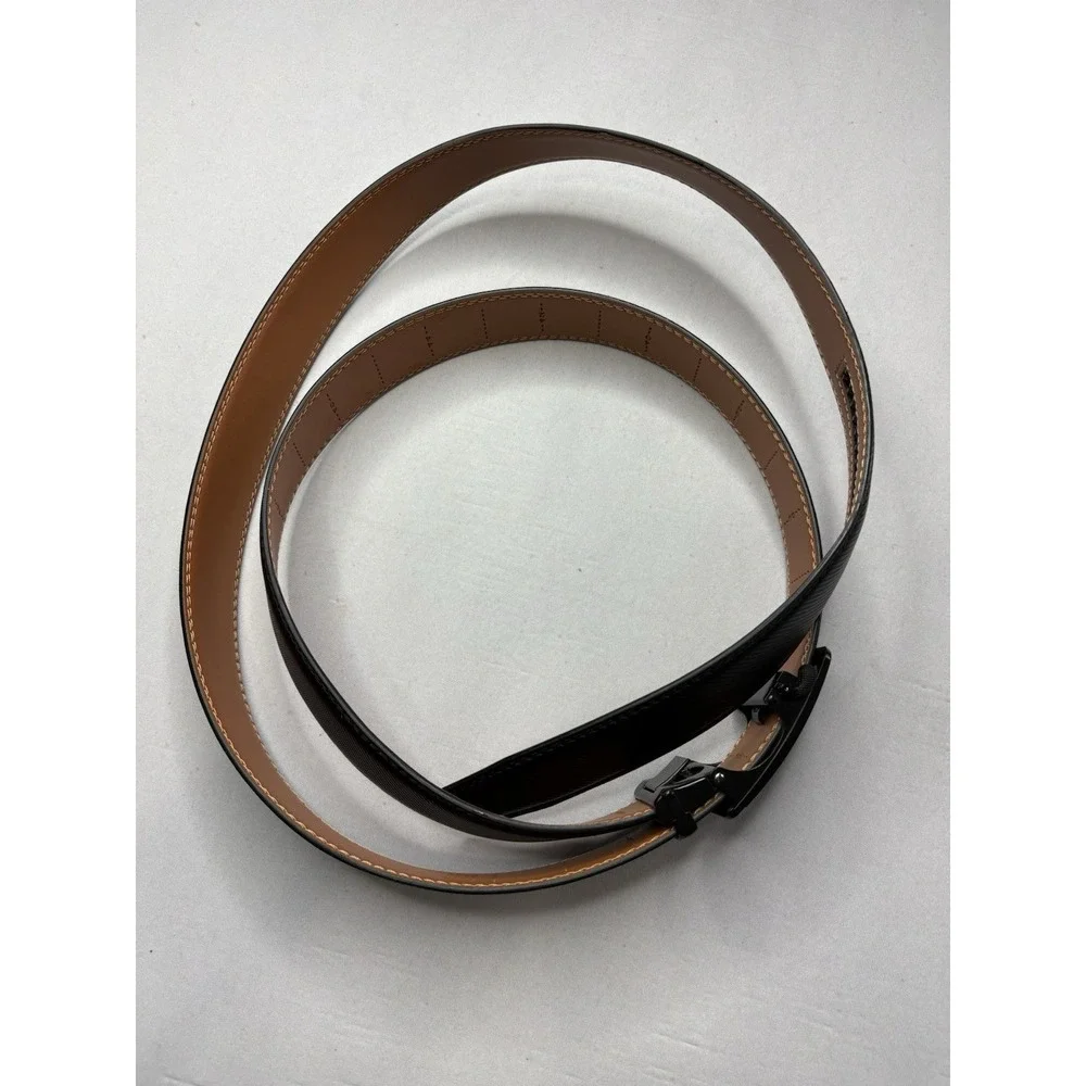 Kemisant Black Adjustable Leather Belt Size 48-56 Buckle Ratchet Dress
